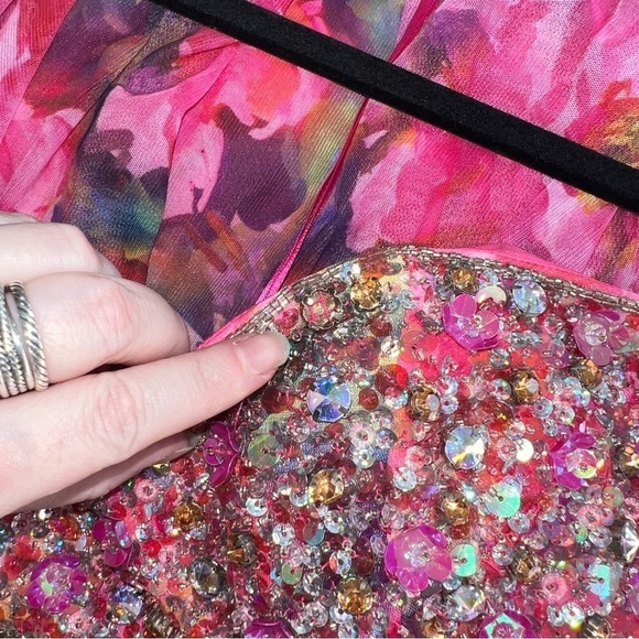 Jovani Pink Strapless Sequin Embellished Floral Dress - Picture 7 of 7